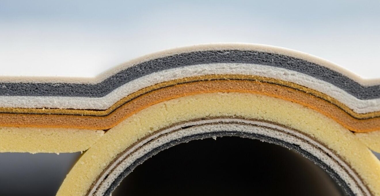 Détail macro d’une coque de voilier en structure sandwich composite