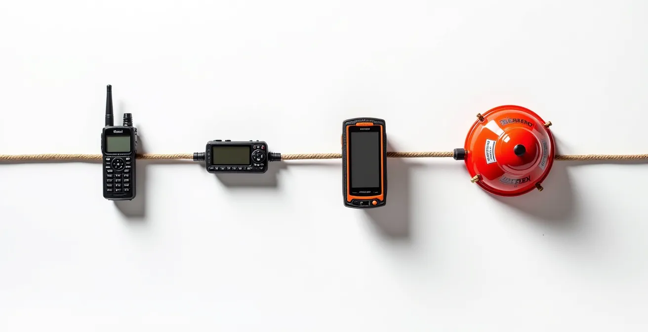 Système de communication d'urgence maritime avec différents équipements