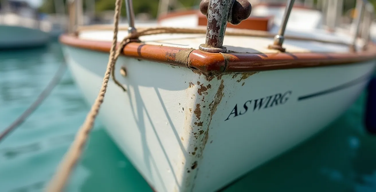 Vue détaillée des éléments techniques d'un voilier pêche-plaisance montrant sa robustesse