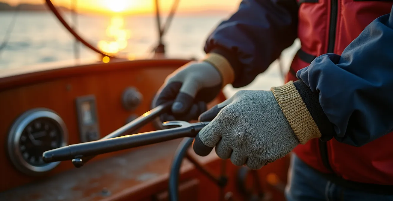 Équipements de sécurité essentiels du marin-pêcheur disposés dans le cockpit