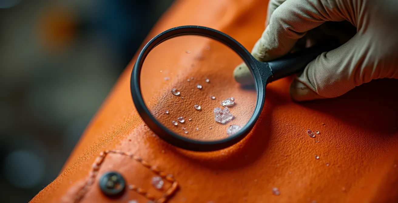 Technicien inspectant minutieusement un radeau de survie en atelier de révision