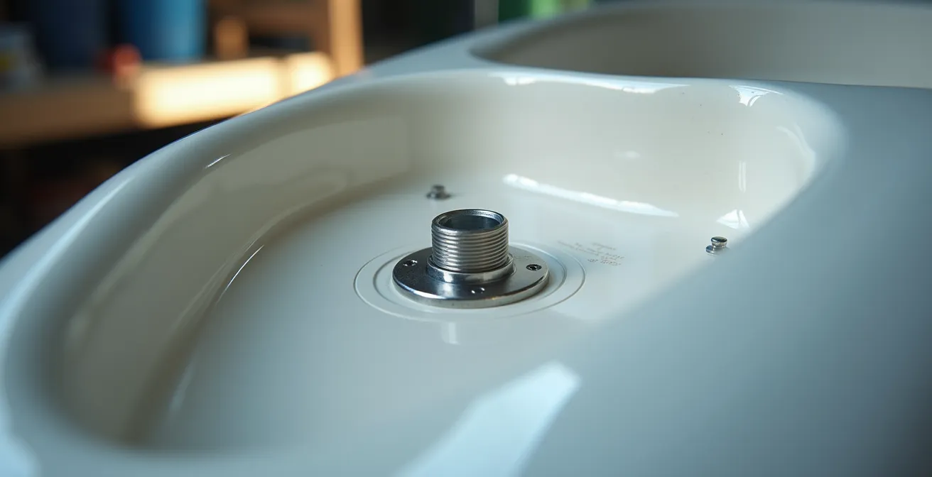 Vue technique d'installation d'une sonde traversante sur coque de voilier