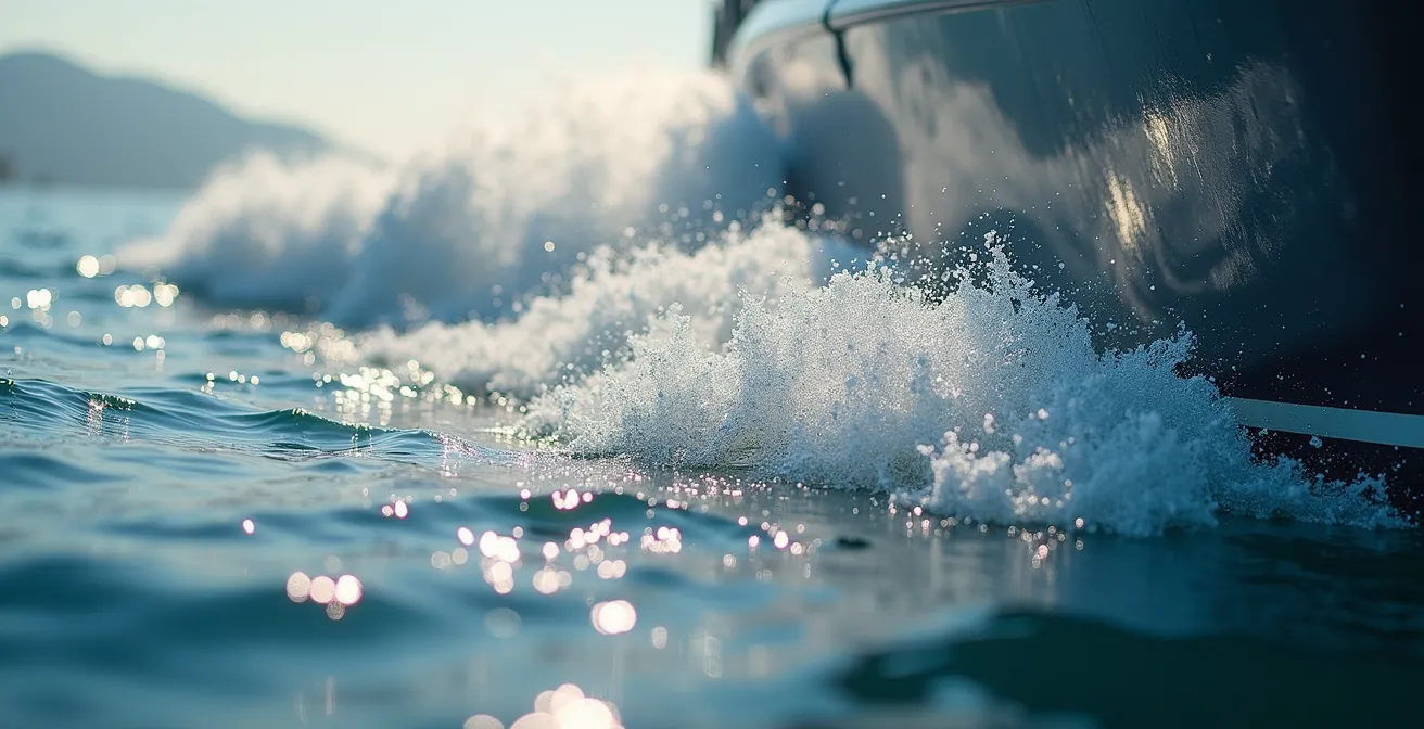 Voilier naviguant dans les vagues avec équipage ajustant l'assiette